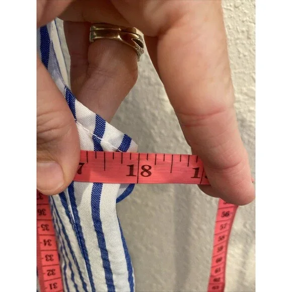 Me+Em Italian Seersucker Stripe Maxi Shirt Dress Italian Cotton Blend Size 6 - Picture 5 of 9